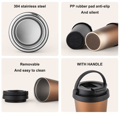 500ml Capacity Thermal Leak Proof Stainless Steel Vacuum Insulated Travel Mug with Handle