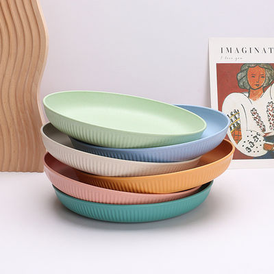 9 Inch Round Plastic Dinner Plate Lightweight Wheat Plates for Reusable Diningware