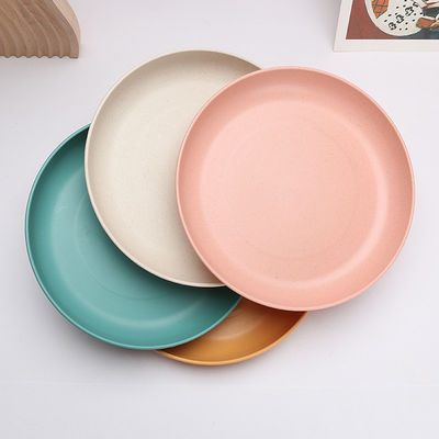 9 Inch Round Plastic Dinner Plate Lightweight Wheat Plates for Reusable Diningware