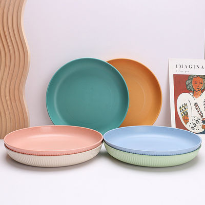 9 Inch Round Plastic Dinner Plate Lightweight Wheat Plates for Reusable Diningware