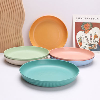 9 Inch Round Plastic Dinner Plate Lightweight Wheat Plates for Reusable Diningware