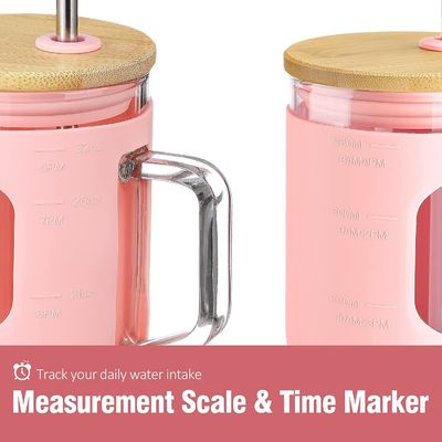 Custom Logo Reusable Glass Tumbler 32oz with Bamboo Lid Handle and Silicone Sleeve