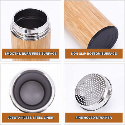 Adults Eco-Friendly Bamboo Double Wall Stainless Steel Tumbler for Tea and Coffee