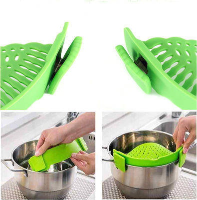 Clip On Strainer for Pots Pan Fits All Pots and Bowls Silicone Kitchen Strainer