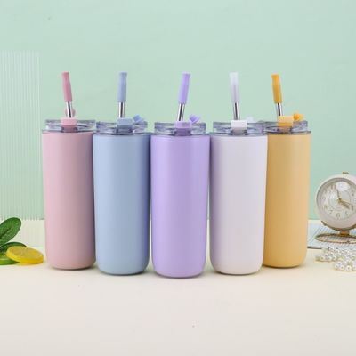 7.6*19.7CM Portable Stainless Steel Coffee Cup Tumbler with Straw and Lids BPA Free
