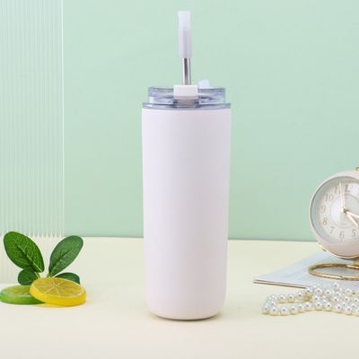 7.6*19.7CM Portable Stainless Steel Coffee Cup Tumbler with Straw and Lids BPA Free