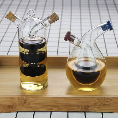 Convenient Glass 2 in 1 Separator Oil Water Sauce Pot for Kitchen 350ml 100ml Capacity