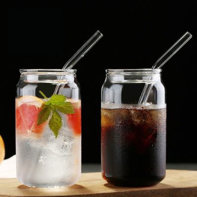 Kitchen BPA Free Borosilicate Glass Water Bottle with Bamboo Lids and Glass Straw