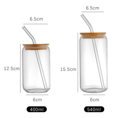 Kitchen BPA Free Borosilicate Glass Water Bottle with Bamboo Lids and Glass Straw