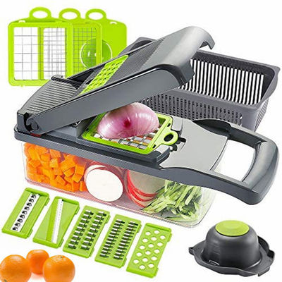 Metal Vegetable Chopper Onion Cutter Multifunctional Slicer Grater With Colander Basket