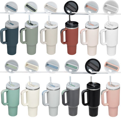 American Style Custom Pattern 40oz Tumbler with Lid Handle and Straw Stainless Steel Vacuum Insulated Cup