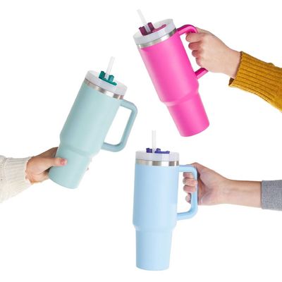 American Style Custom Pattern 40oz Tumbler with Lid Handle and Straw Stainless Steel Vacuum Insulated Cup