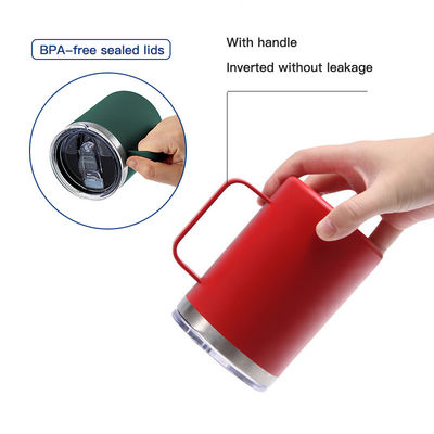 Custom Stainless Steel Double Wall Insulated Vacuum Travel Coffee Mugs With Handle for Camping