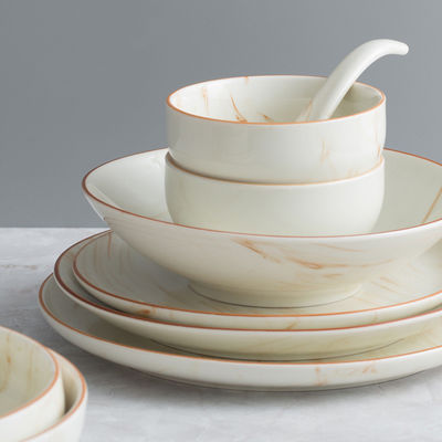 Kitchen Dishes in Beige Porcelain Plate Set for Dinner and Occasion Giveaways
