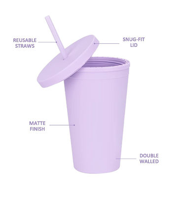 Custom AS PP Double Wall Colored Acrylic Matte Black Plastic Tumbler Cups With Lid And Straw
