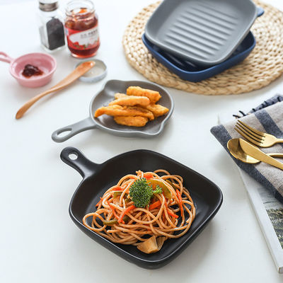 The Nordic Style Ceramic Baking Dishes with Single Handle 5CM Size and Custom Logo
