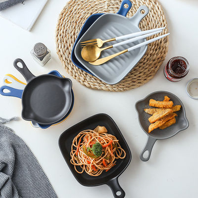 The Nordic Style Ceramic Baking Dishes with Single Handle 5CM Size and Custom Logo
