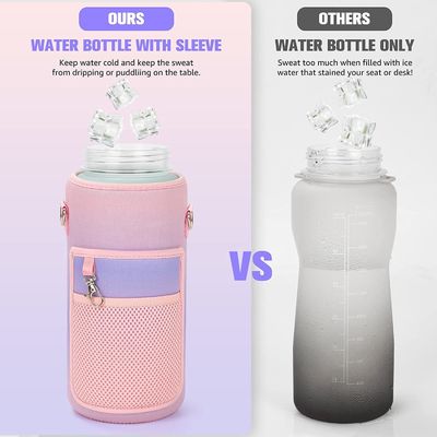 2L Motivational Time Marker Water Bottle with Straw and Stickers Gradient Color Durable