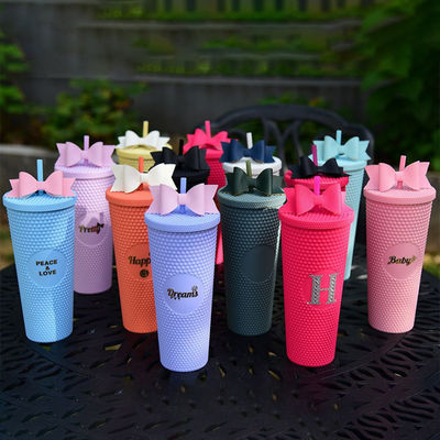 16oz 24oz Coffee Mug Double Wall Plastic Iridescent Matte Cups Tumbler with Straw