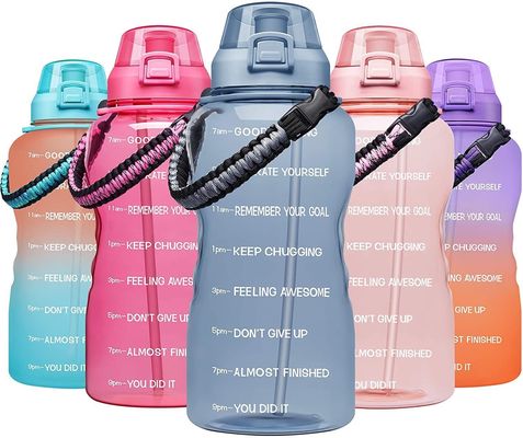 Motivational Water Bottle for Gym Sport Time Marker Frosted Plastic Eco BPA Free