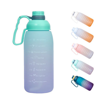 Motivational Water Bottle for Gym Sport Time Marker Frosted Plastic Eco BPA Free