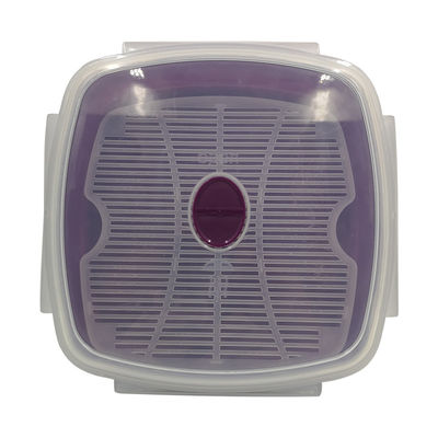 1-Tier Plastic Square Microwave Steamer for Vegetables and Rice Party-Friendly Design
