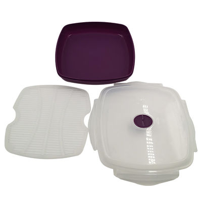 1-Tier Plastic Square Microwave Steamer for Vegetables and Rice Party-Friendly Design