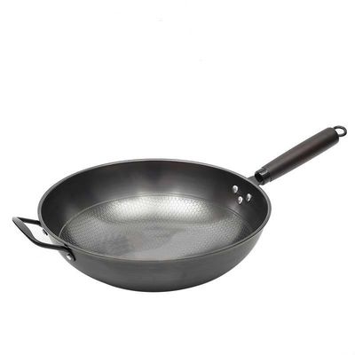 Minimalist Style Non Stick Honeycomb 34cm Pure Iron Frying Wok Sustainable and Durable