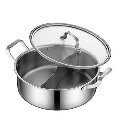 Chinese Stainless Steel 2 Compartment Induction Cooker 26cm Hot Stock Pots with Cover