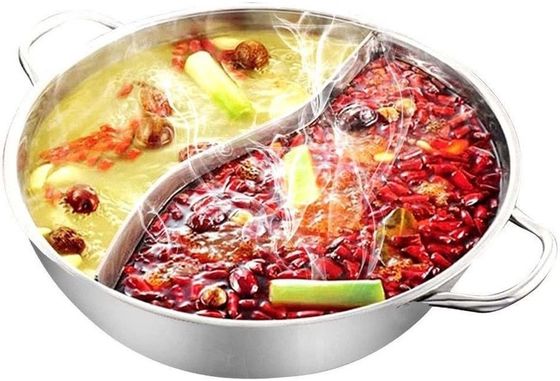 Chinese Stainless Steel 2 Compartment Induction Cooker 26cm Hot Stock Pots with Cover
