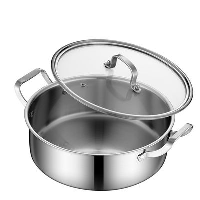 Chinese Stainless Steel 2 Compartment Induction Cooker 26cm Hot Stock Pots with Cover
