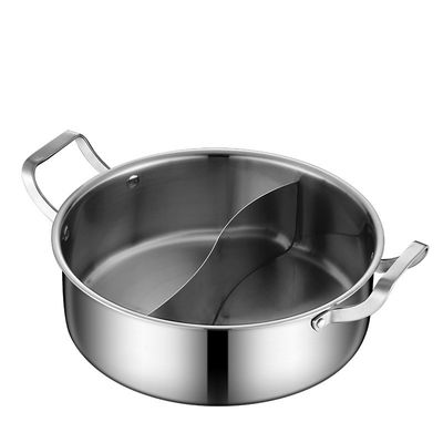 Chinese Stainless Steel 2 Compartment Induction Cooker 26cm Hot Stock Pots with Cover