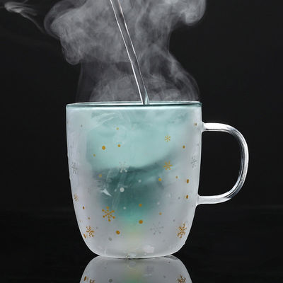 300ml Glass Christmas Double Wall Mugs with Cute Design and Custom Logo Gift Boxed