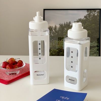 Gym-Ready Kawaii Water Bottle with 3D Sticker 700ml/900ml Plastic Travel Milk Portable