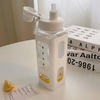 Gym-Ready Kawaii Water Bottle with 3D Sticker 700ml/900ml Plastic Travel Milk Portable