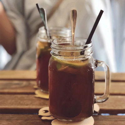 Custom Glass Mugs 500ml Clear Mason Glass Water Juice Cola Cup With Straw And Lid
