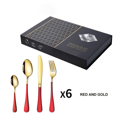 24 Pieces Stainless Steel Cutlery Knife Fork Spoon Flatware Cubiertos with Gift Box
