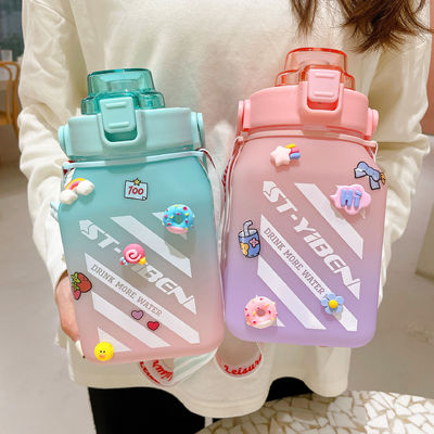Back to School Essential Insulated Wide Mouth Water Bottle with Time Marker and Straw