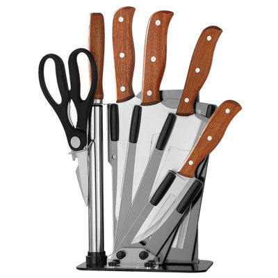 Upgrade Your Kitchen with Real Wooden Handle Knife Sets 3CR13 Stainless Steel Blades