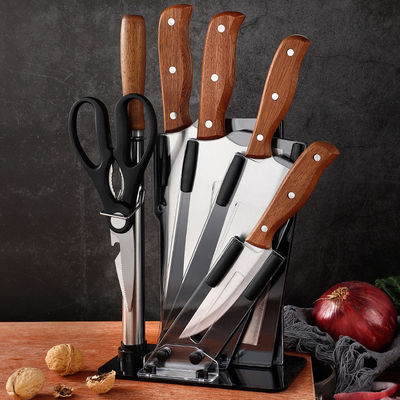 Upgrade Your Kitchen with Real Wooden Handle Knife Sets 3CR13 Stainless Steel Blades