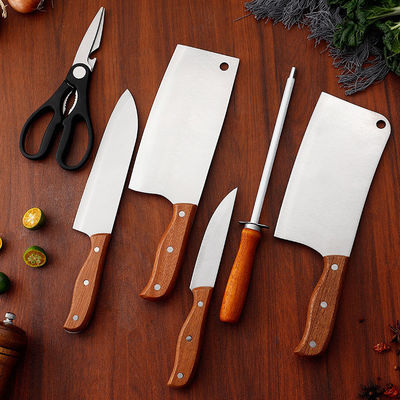 Upgrade Your Kitchen with Real Wooden Handle Knife Sets 3CR13 Stainless Steel Blades
