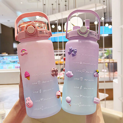 Motivational Water Bottle with Time Marker BPA Free 64OZ and Gradient Color Design