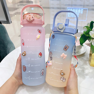 Motivational Water Bottle with Time Marker BPA Free 64OZ and Gradient Color Design