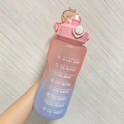 Motivational Water Bottle with Time Marker BPA Free 64OZ and Gradient Color Design