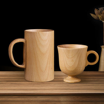 Japanese Creative Wooden Coffee Mug Household Solid Wood Handle Handy Cup