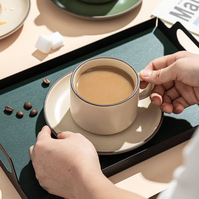 250ml Capacity Nordic Matte Ceramic Coffee Mug and Plate Bundle with Matching Spoon