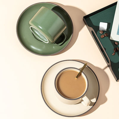 250ml Capacity Nordic Matte Ceramic Coffee Mug and Plate Bundle with Matching Spoon