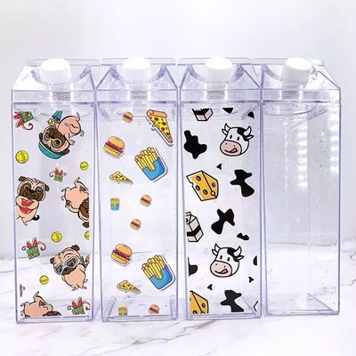 16oz 32oz Eco-friendly Kids Water Bottle Clear Milk Carton Custom Design Logo Stocked