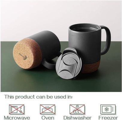 Large Coffee Mug with Handle Minimalist Style Insulated Cork Bottom Splash Proof Lid