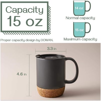 Large Coffee Mug with Handle Minimalist Style Insulated Cork Bottom Splash Proof Lid